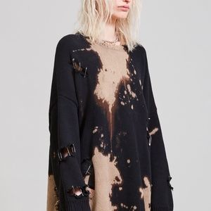 R13 Bleached distressed crew sweater